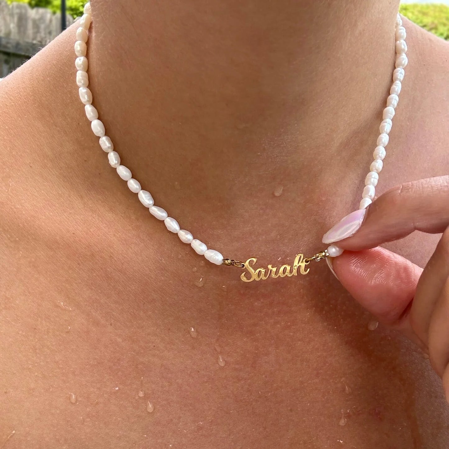 Custom Pearl Name Necklace