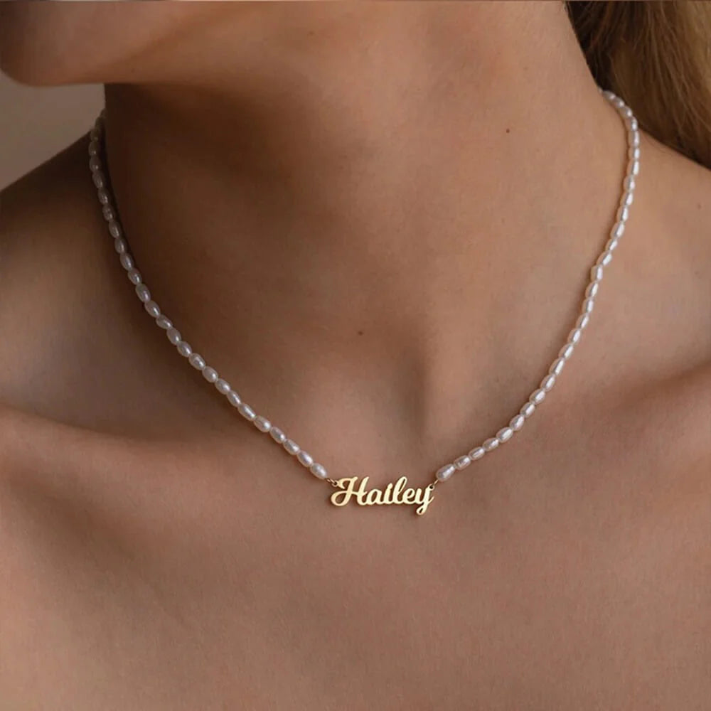 Custom Pearl Name Necklace