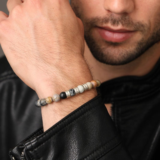 Picasso Jasper Stones Name Bracelet for Men