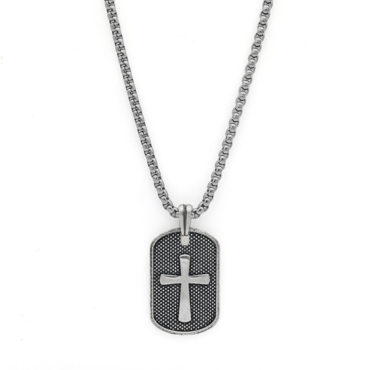 Engraved Cross Necklace for Men