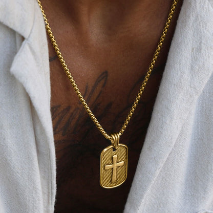 Engraved Cross Necklace for Men