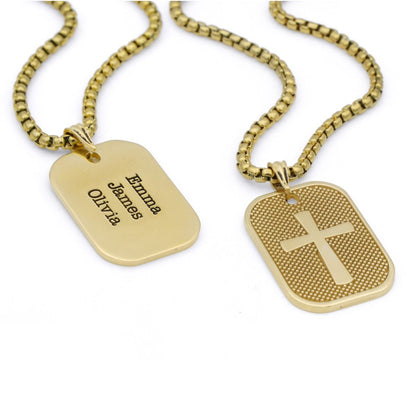 Engraved Cross Necklace for Men